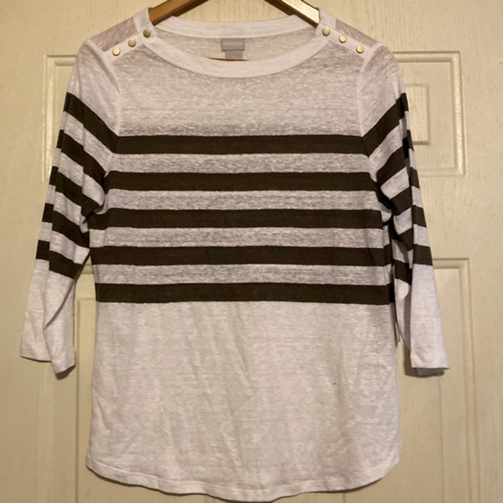 💥Chico’s Striped Linen top